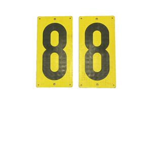 gas station signage yellow 88 VTG plastic 5 in by 10 in set of 2